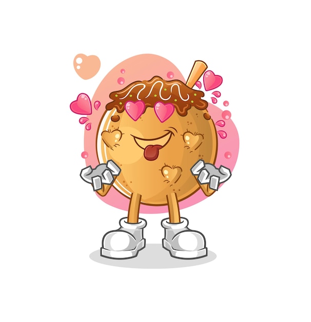 Personaje de dibujos animados de vector de takoyaki fallin love