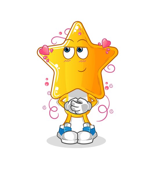 personaje de dibujos animados de vector tímido de dibujos animados de cabeza de estrella