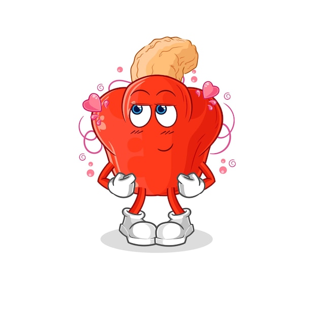 Personaje de dibujos animados de vector tímido de fruta de anacardo