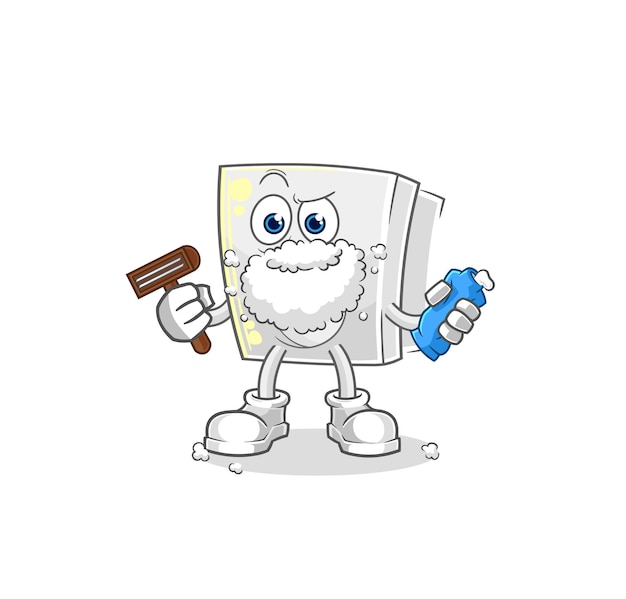 Personaje de dibujos animados de vector de vello facial de afeitado de enchufe eléctrico