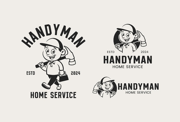 El personaje de dibujos animados vintage de Handyman
