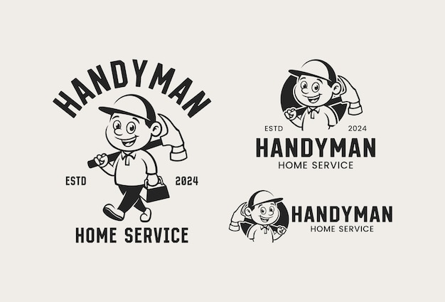 Vector el personaje de dibujos animados vintage de handyman