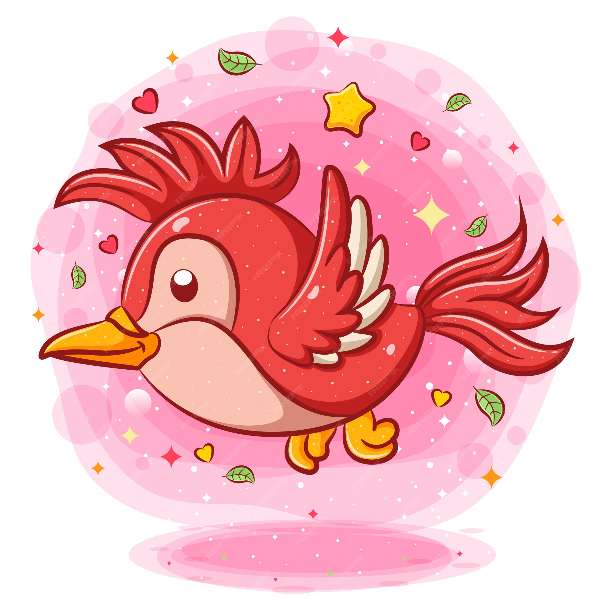 Personaje de dibujos animados volando pájaro rojo | Vector Premium Personaje de dibujos animados volando pájaro rojo | Vector Premium