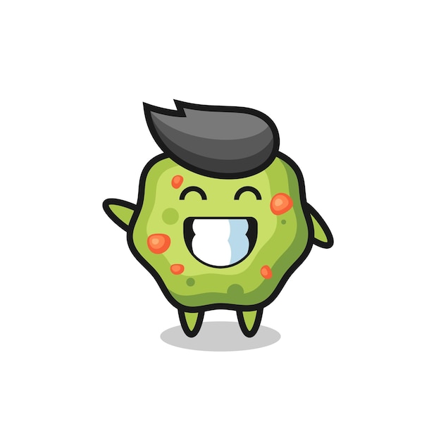 Personaje de dibujos animados de vómito haciendo gesto con la mano de onda, diseño de estilo lindo para camiseta, pegatina, elemento de logotipo