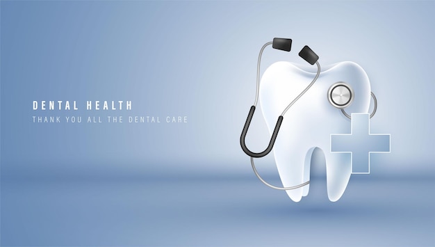 El personaje del diente con el estetoscopio es el diente feliz adecuado para niños clínica dental personaje del dente para niños mascota del dentista lindo para aplicaciones médicas sitios web y hospital