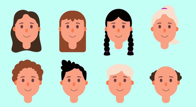 Personaje con diferentes tipos de cabello