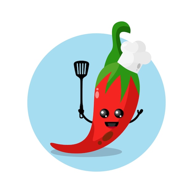 Personaje de diseño de chile del chef lindo