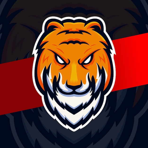 Personaje de diseño de esport del logotipo de la mascota de la cabeza del tigre para la ilustración, el deporte del tatuaje y el logotipo de los juegos