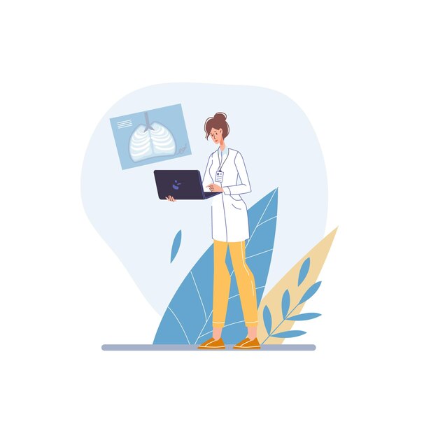 Personaje de doctor de dibujos animados plana en uniforme ilustración