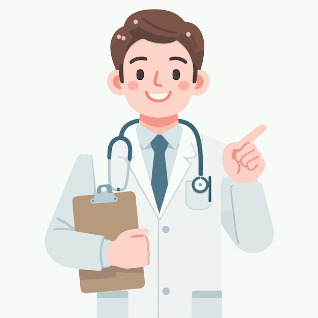El personaje del doctor es alegre con un estilo de diseño plano