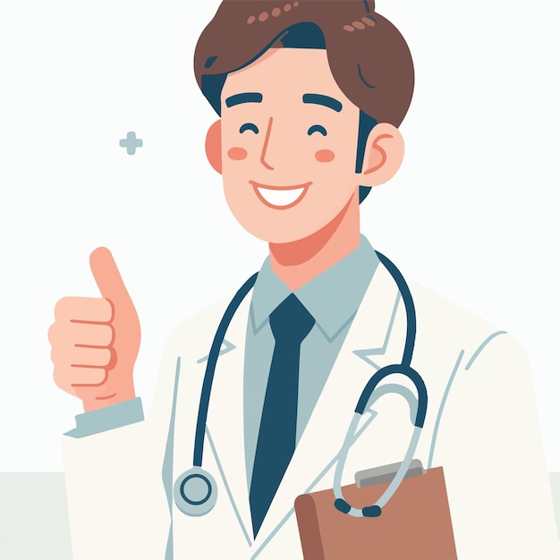 El personaje del doctor es alegre con un estilo de diseño plano