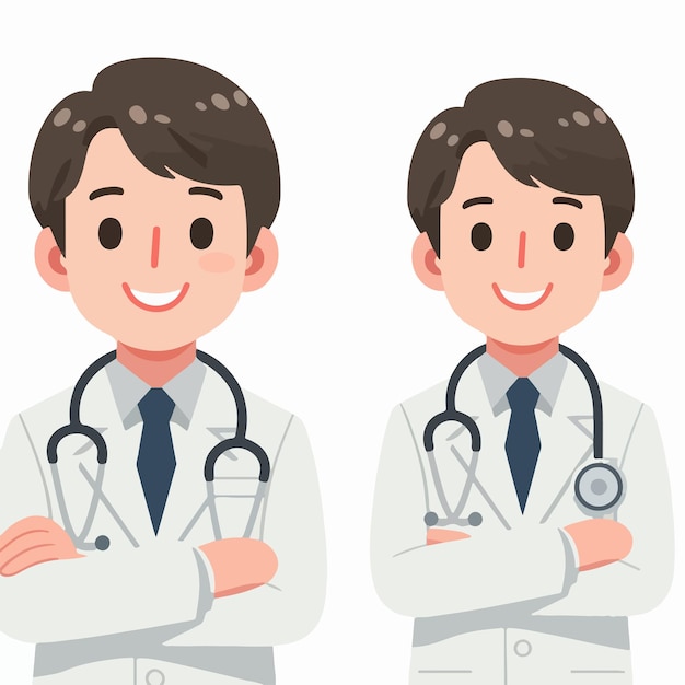 El personaje del doctor es alegre con un estilo de diseño plano