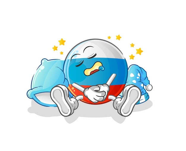 Personaje para dormir de la bandera de Rusia. vector de mascota de dibujos animados
