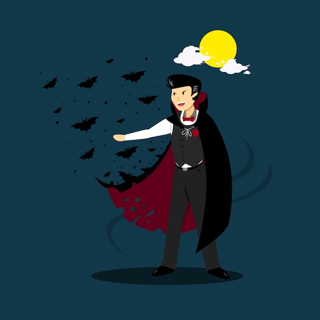 Vector personaje de drácula en diseño plano