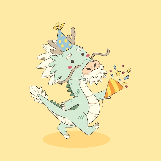 Vector personaje del dragón de la fiesta