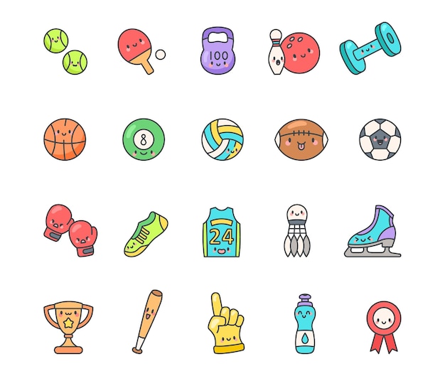 El personaje de equipo deportivo de dibujos animados Kawaii