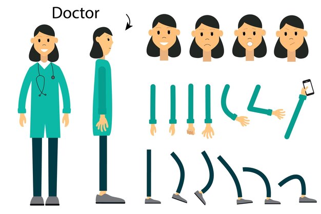 El personaje es un médico. Personaje para animación. Ajuste para su movimiento.