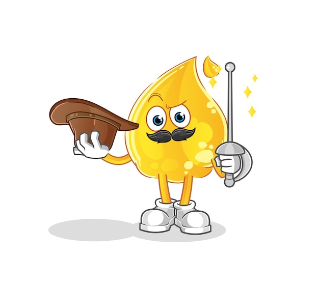 Personaje de esgrimista de aceite. vector de mascota de dibujos animados