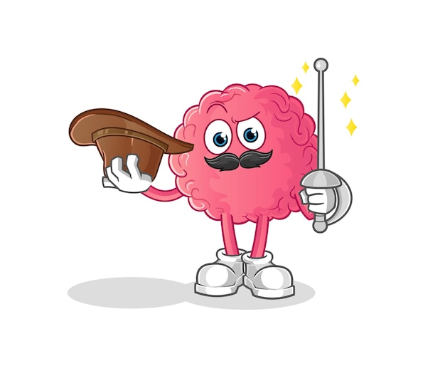 personaje de esgrimista cerebral. vector de mascota de dibujos animados