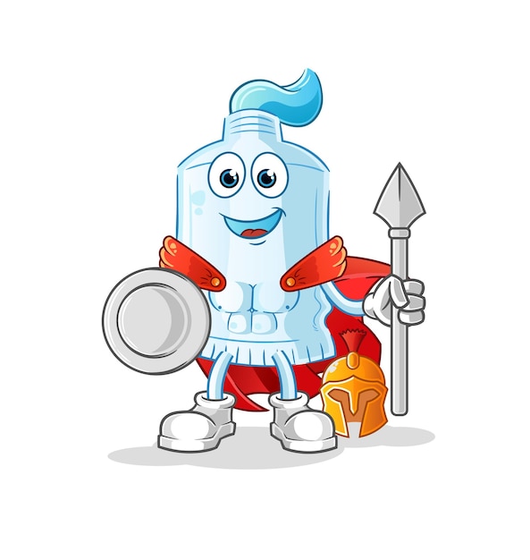 personaje espartano de pasta de dientes. vector de mascota de dibujos animados