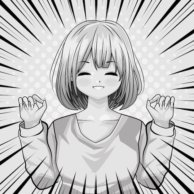 Personaje de estilo feliz de chica anime | Vector Premium Personaje de estilo feliz de chica anime | Vector Premium
