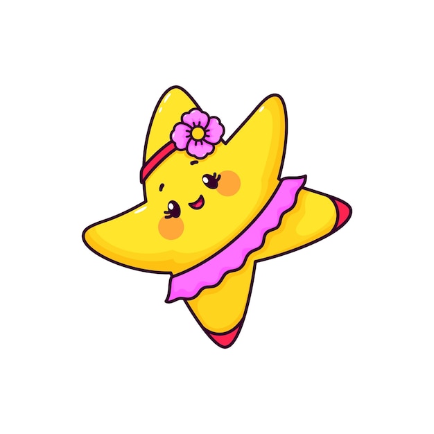 El personaje de la estrella de dibujos animados kawaii bailando