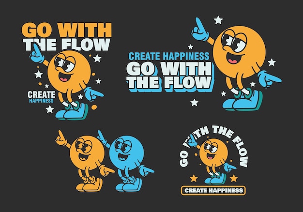 Un personaje feliz en una postura de baile con fondo oscuro en la versión 4