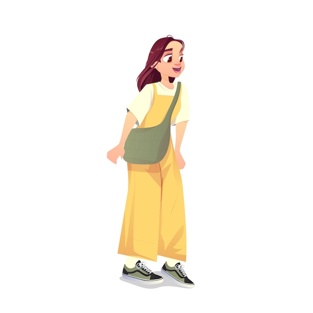 Personaje femenino de dibujos animados con expresión feliz