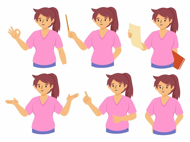 Vector personaje femenino joven con camiseta