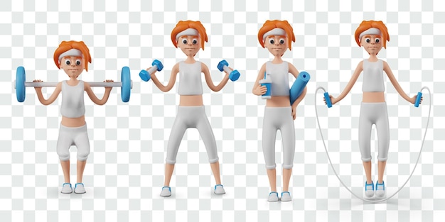 El personaje femenino de Vector realiza varios ejercicios deportivos