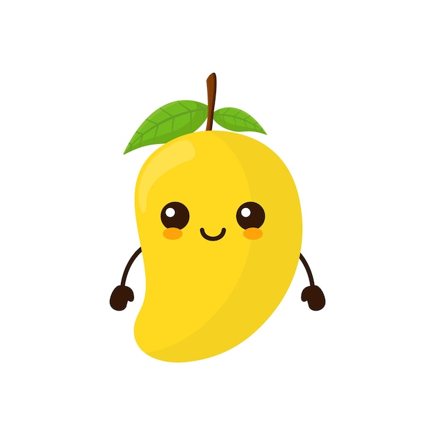 El personaje de la fruta de mango es un personaje de dibujos animados de vector.