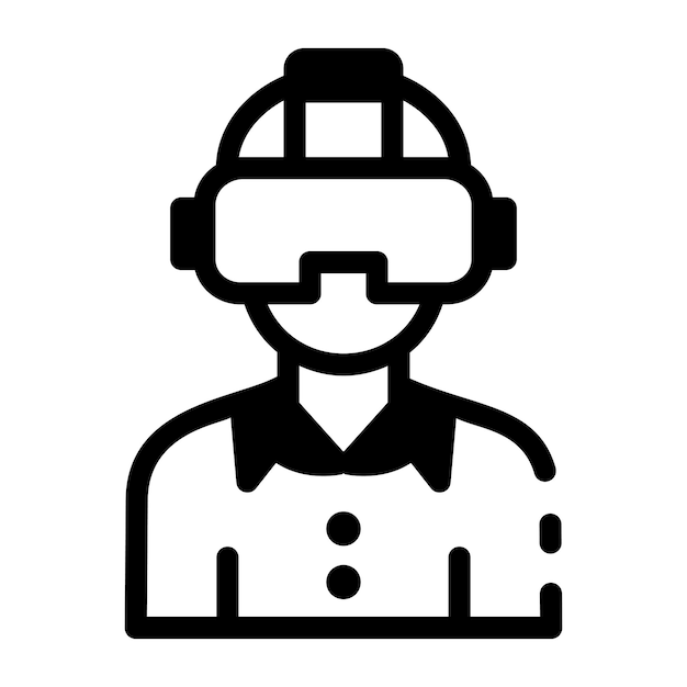 Un personaje con gafas de realidad virtual icono de estilo de línea