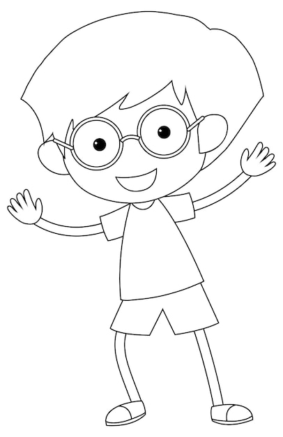 Vector un personaje de garabato en blanco y negro de niño