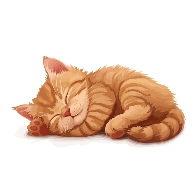 Vector el personaje del gatito perezoso que duerme y duerme.