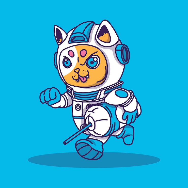 Vector el personaje del gato astronauta.
