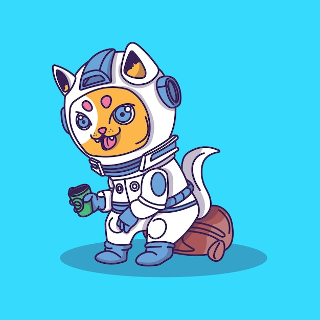 el personaje del gato chibi con café