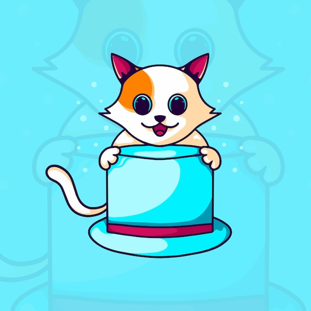 Vector personaje de gato de nieve