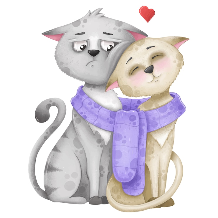 Vector personaje de gatos de dibujos animados lindo y fanny enamorado del día de san valentín