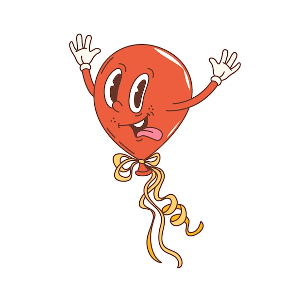 El personaje de los globos rojos de las fiestas de dibujos animados retro
