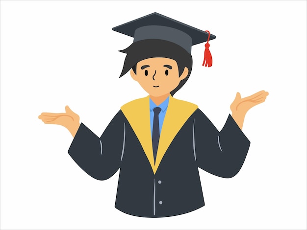 Vector personaje de graduación de personas con uniforme de toga