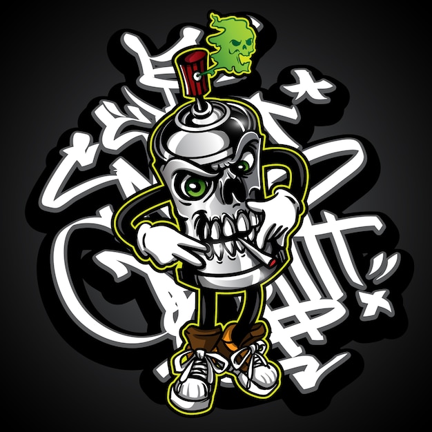 personaje de graffiti de monstruo de pintura en aerosol