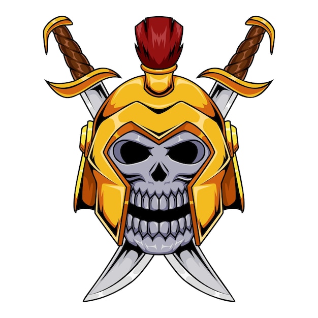 Vector personaje gráfico del cráneo del espadachín