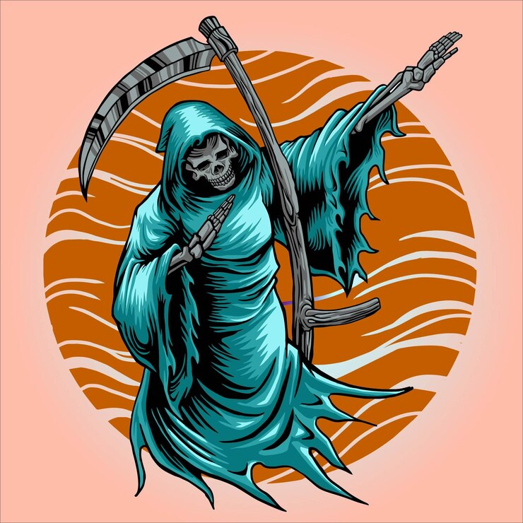 personaje de Grim Reaper con acción divertida
