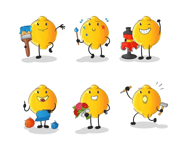personaje del grupo de artistas de limón. vector de mascota de dibujos animados