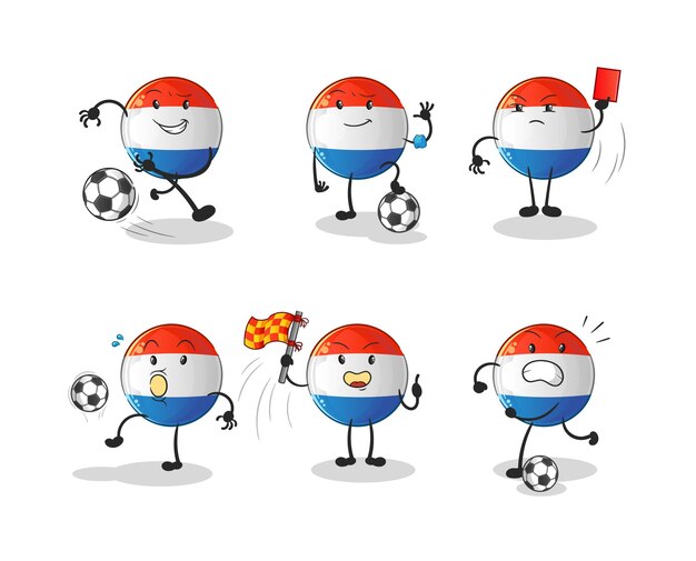 personaje del grupo de fútbol de bandera holandesa. vector de mascota de dibujos animados