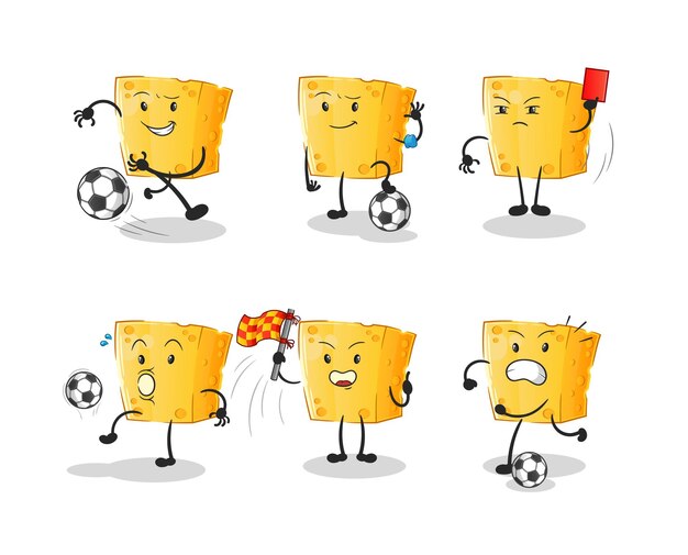 Personaje del grupo de fútbol Cheese. vector de mascota de dibujos animados