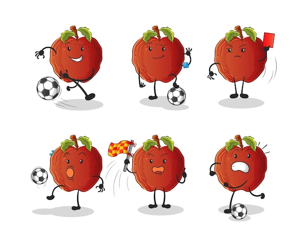 El personaje del grupo de fútbol de la manzana podrida. vector de mascota de dibujos animados