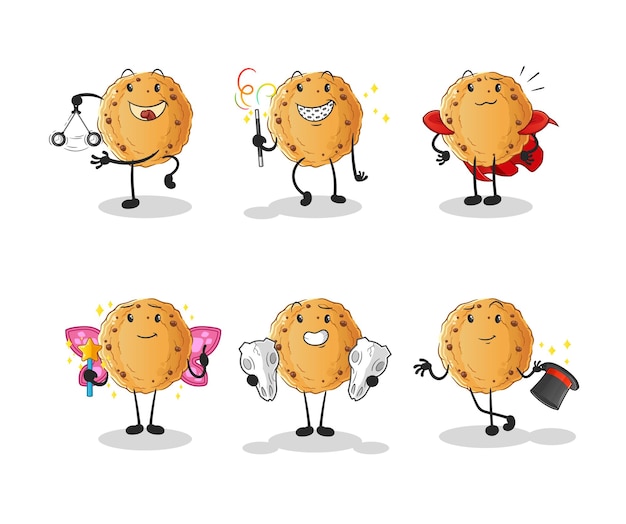 Personaje del grupo mágico de galletas. vector de mascota de dibujos animados