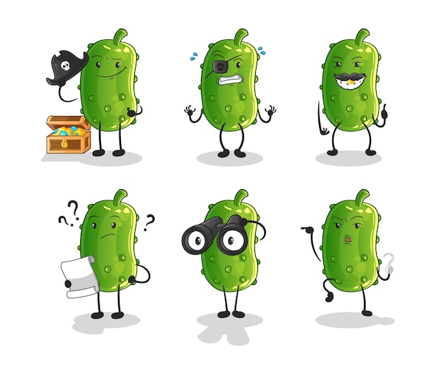 Personaje del grupo Pirata Pepino. vector de mascota de dibujos animados