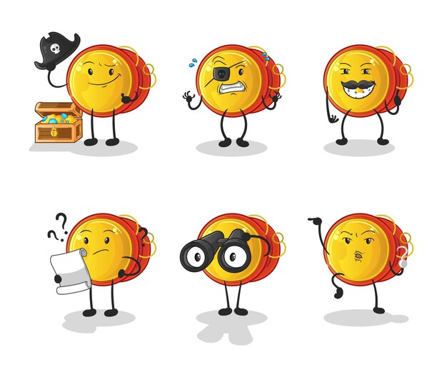 Personaje del grupo Yoyo Pirate. vector de mascota de dibujos animados